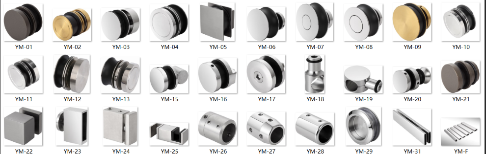 SS304 Frameless Sliding Shower Door Hardware Fittings